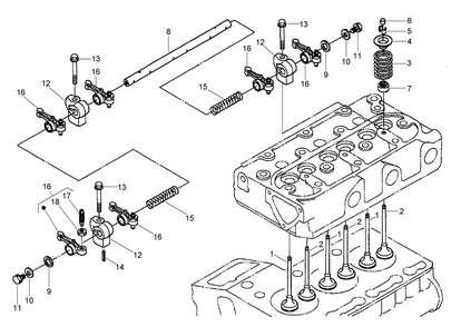 Valve And Rocker Arm Assembly Diagram and Parts List for 74265TE (270000001-270999999)(2007) Toro Lawn Mower