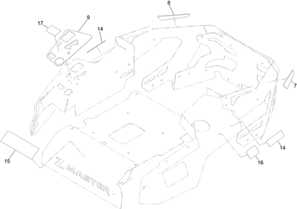 Decal Assembly Diagram and Parts List for 74010HD 417200000 - 418028709 Toro Lawn Tractor