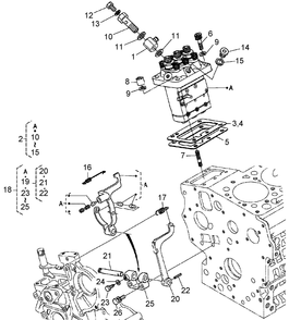 Injection Pump And Governor Assembly Diagram and Parts List for 74264TE (260000001-260999999)(2006) Toro Lawn Mower