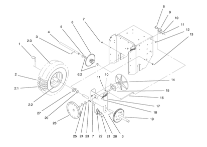 Lower Traction Assembly Diagram and Parts List for 38083 8900001 - 8999999 Toro Snow Blower