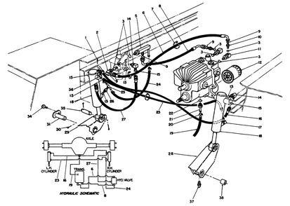 Hydraulic Valve & Lift Arm Cylinders Diagram and Parts List for 30620 490001 - 499999 Toro Lawn Tractor