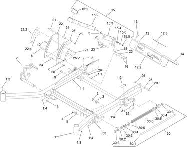 Front Frame Assembly Diagram and Parts List for 74274 (313000001-313999999)(2013) Toro Lawn Mower