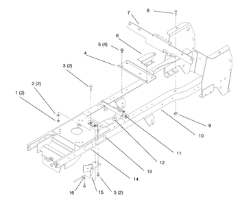 Frame Diagram and Parts List for 72104 8900001 - 8900599 Toro Lawn Tractor