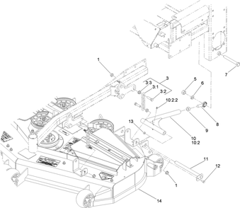 Deck Connection Assembly Diagram and Parts List for 74296 (311000001-311999999)(2011) Toro Lawn Mower