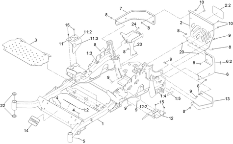 Frame Assembly Diagram and Parts List for 72960 412654517 - 412999999 Toro Lawn Tractor
