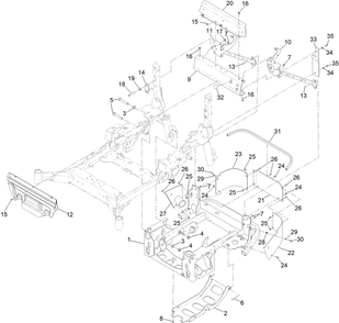 Rear Frame Assembly Diagram and Parts List for 72028 412410000 - 412699999 Toro Lawn Tractor