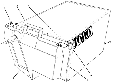 Grass Bag Assembly No. 11-0189 Diagram and Parts List for 20764B 49000001 - 49999999 Toro Lawn Mower