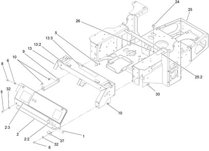 Main Frame Assembly Diagram and Parts List for 74418TE (270002001-270999999)(2007) Toro Lawn Mower