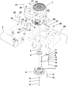 Engine Assembly Diagram and Parts List for 79558 (290000001-290003000)(2009) Toro Lawn Mower