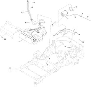 Fuel System Assembly Diagram and Parts List for 74945 401800000-403226783 Toro Lawn Tractor