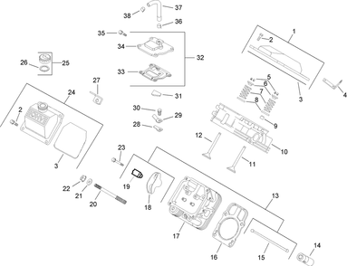 Head / Valve / Breather Assembly Diagram and Parts List for 74291 (280000001-280999999)(2008) Toro Lawn Mower