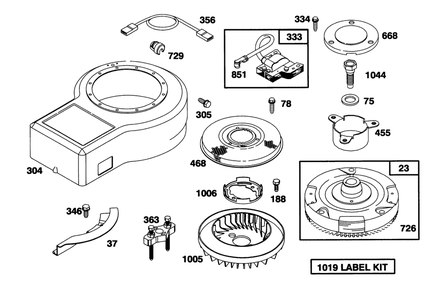 Engine Briggs & Stratton Model 283707-0160-01 Diagram and Parts List for 70141 59000001 - 59999999 Toro Lawn Tractor