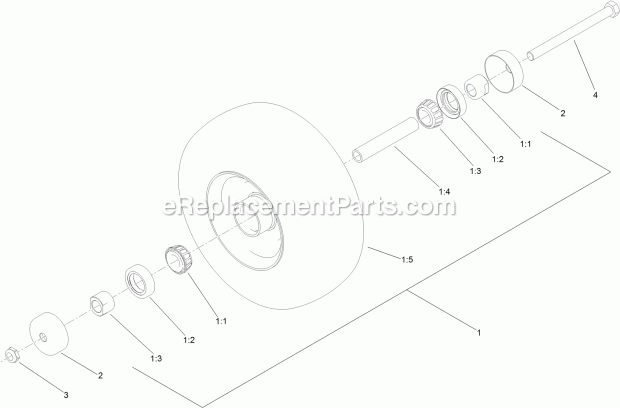 Wheel, Tire And Bearing Assembly No. 130-4558 Diagram and Parts List for 74588 314000001-314999999 Toro Lawn Mower