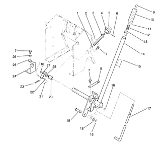 Lift Bar Linkage Assembly Diagram and Parts List for 22-14OE01 1000001 - 1999999 Toro Lawn Tractor