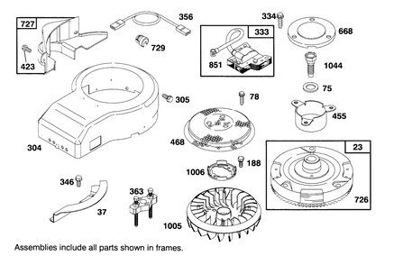 Engine Briggs & Stratton Model 28m707-0122-01 Diagram and Parts List for 71191 5910001 - 5999999 Toro Lawn Tractor