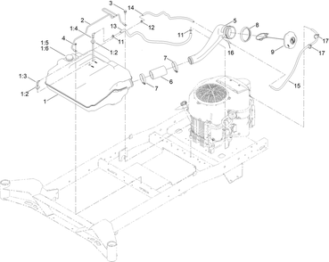 Fuel Tank Assembly Diagram and Parts List for 76608 400000000 - 417419999 Toro Lawn Tractor