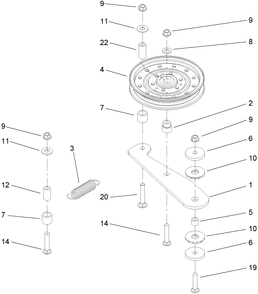 Spring Idler Assembly Diagram and Parts List for 74279TE (270000001-270999999)(2007) Toro Lawn Tractor