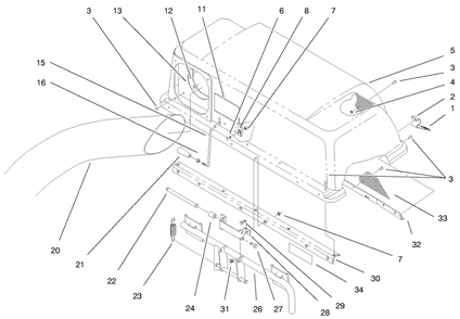 Cover And Chute Assembly Diagram and Parts List for 79202 9900001 - 9999999 Toro Lawn Tractor