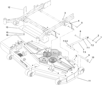 Deck Connection Assembly Diagram and Parts List for 74269TE (270000001-270999999)(2007) Toro Lawn Mower