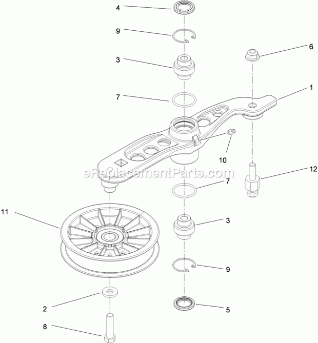 Pump Idler Assembly No. 116-1255 Diagram and Parts List for 74916 312000001-312999999 Toro Lawn Mower