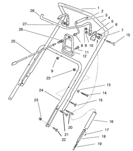 Handle Assembly Diagram and Parts List for 38431 7900001 - 7999999 Toro Snow Blower