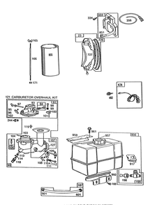 Engine Briggs & Stratton Model No. 252416 Type 0755-01 (Model 38580) Diagram and Parts List for 38565 8000001 - 8999999 Toro Snow Blower