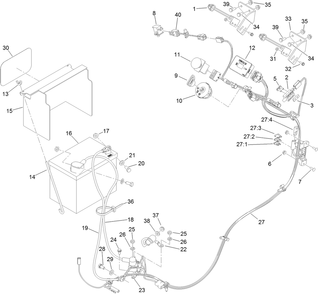 Electrical Assembly Diagram and Parts List for 74540TE 413000000 - 417999999 Toro Lawn Tractor