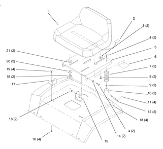 Seat Diagram and Parts List for 72110 8900600 - 8999999 Toro Lawn Tractor