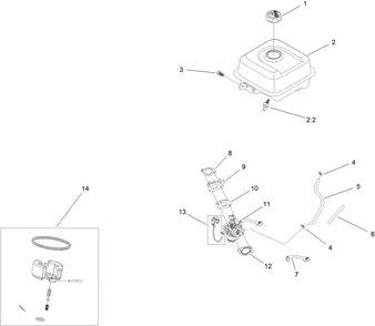 Fuel System And Carburetor Assembly Diagram and Parts List for 38757 416156378 - 999999999 Toro Snow Blower