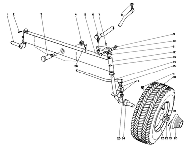 Front Axle Assembly Diagram and Parts List for 55166 3000001 - 3999999 Toro Lawn Tractor