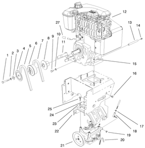 Engine Assembly Diagram and Parts List for 38542 99000001 - 99999999 Toro Snow Blower