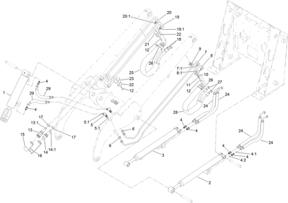 Loader Arm Hydraulic Assembly Diagram and Parts List for 22322 407400000 - 407999999 Toro Lawn Tractor Accessories