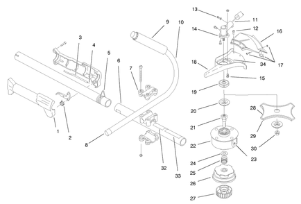 Boom And Trimmer Assembly Diagram and Parts List for 51909 790000001 - 799999999 Toro Trimmer