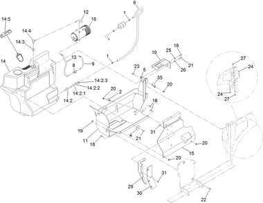 Fuel Tank Assembly Diagram and Parts List for 74313 402090000-403319680 Toro Lawn Tractor