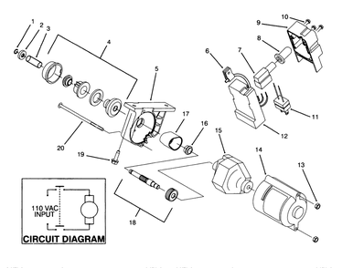 Starter Motor & Switch Housing Assembly Diagram and Parts List for 38185 4900001 - 4999999 Toro Snow Blower
