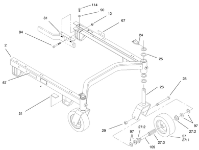 Carrier Frame Assembly Diagram and Parts List for 30546 990001 - 999999 Toro Lawn Mower