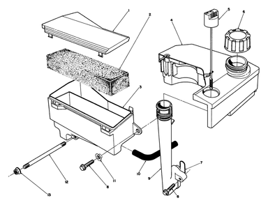 Air Cleaner & Fuel Tank Assembly (Engine No. Vmm1-3) Diagram and Parts List for 26625B 3900001 - 3999999 Toro Lawn Mower