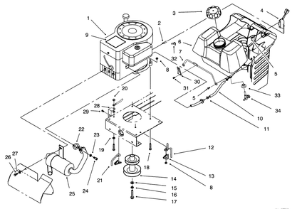 Engine Assembly Diagram and Parts List for 71201 6900001 - 6999999 Toro Lawn Tractor