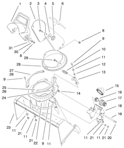 Deflector And Discharge Assembly Diagram and Parts List for 38432 9900001 - 9999999 Toro Snow Blower