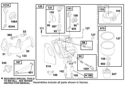 Engine Briggs & Stratton Model 28q777-0668-E1 Diagram and Parts List for 71196 8900001 - 8999999 Toro Lawn Tractor