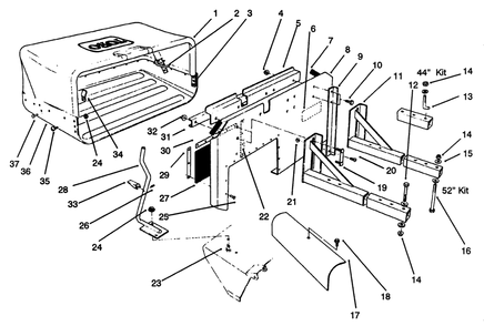 44" & 52" Model 30128 Diagram and Parts List for 30128 790001 - 799999 Toro Lawn Tractor Accessories