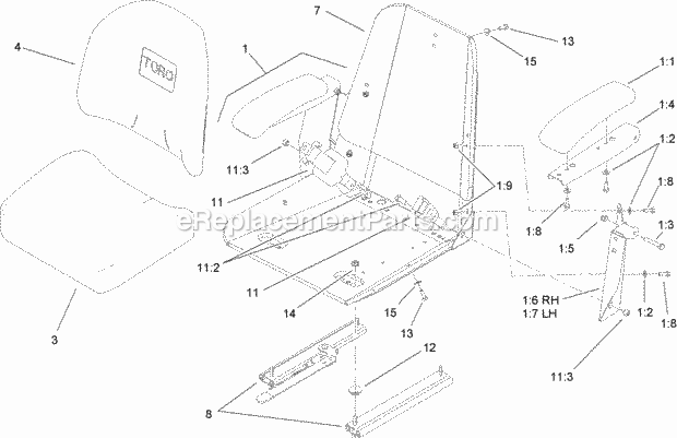 Seat Assembly No. 110-0446 Diagram and Parts List for 74262TE 260000001-260999999 Toro Lawn Mower