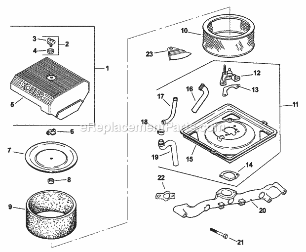 Group 10 Air Intake Assembly Diagram and Parts List for 74174 200000001-200999999 Toro Lawn Mower