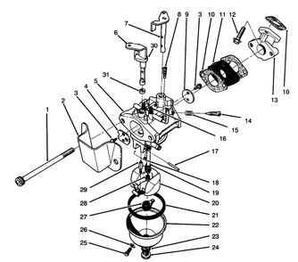 Carburetor Assembly Model No. 47ps5-4 Diagram and Parts List for 38180 6900001 - 6999999 Toro Snow Blower