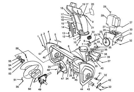 Housing & Chute Assembly Diagram and Parts List for 38570 8000001 - 8999999 Toro Snow Blower