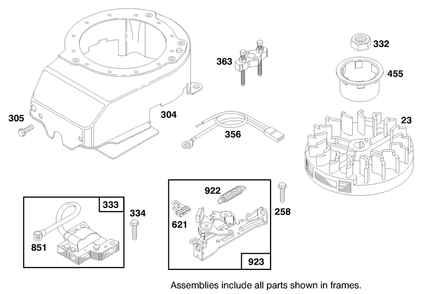 Engine Briggs & Stratton Model 124702-3115-01 Diagram and Parts List for 20436 49000001 - 49999999 Toro Lawn Mower