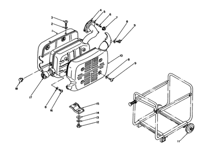 Muffler-Exhaust Assembly Diagram and Parts List for 62012 4000001 - 4999999 Toro Generator