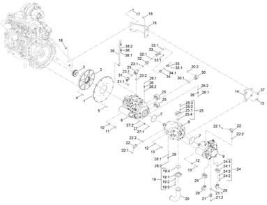 Hydraulic Pump Assembly Diagram and Parts List for 23898 400000000 - 999999999 Toro Lawn Tractor Accessories