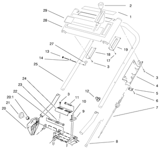 Handle Assembly Diagram and Parts List for 21013 8900001 - 8999999 Toro Lawn Mower