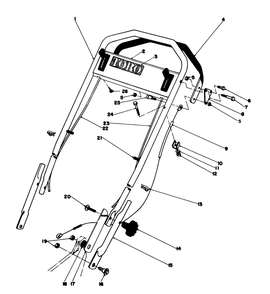Handle Assembly Diagram and Parts List for 20810 2000001 - 2999999 Toro Lawn Mower